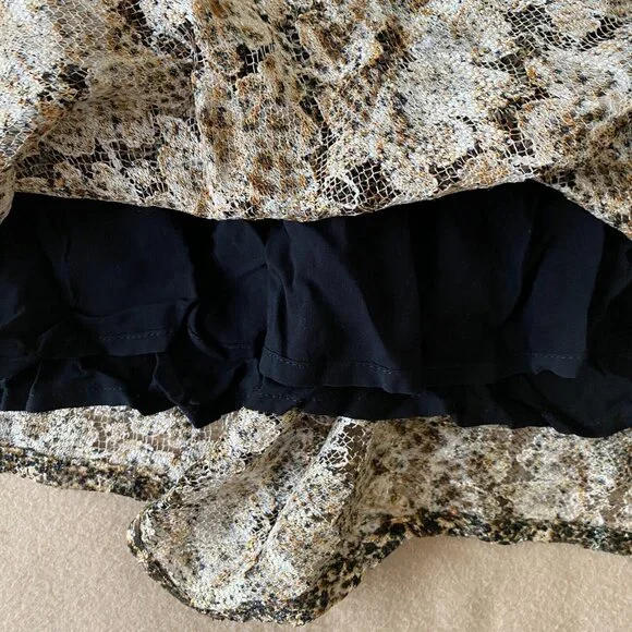 Free People Sierra Lace Mini Dress Size 10 Tan Black Ruched Flirty Strappy NWOT - Picture 5 of 8